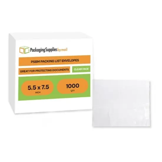 PSBM 1000 5.5 x 7.5 Clear Packing List Pouches Shipping Label Envelopes Self Adhesive image {1}