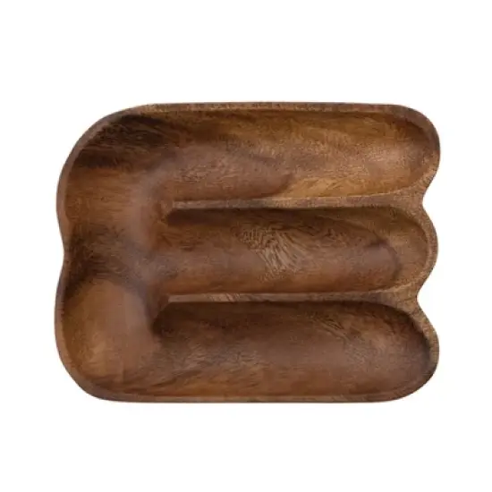 Storied Home Acacia Wood Divided Tray, Natural image {6}