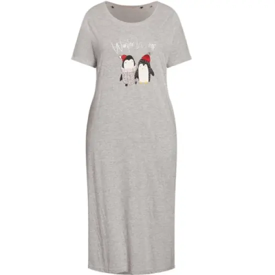 Women's Plus Size Penguin Sleep Dress - grey | EVANS image {2}