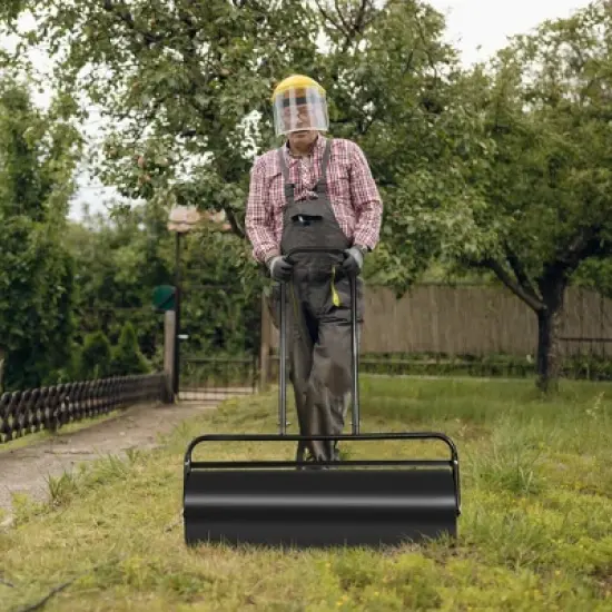 Costway 17-Gallon Lawn Roller Heavy-Duty Steel Push/Pull Sod Roller 36'' x 12'' Black image {3}