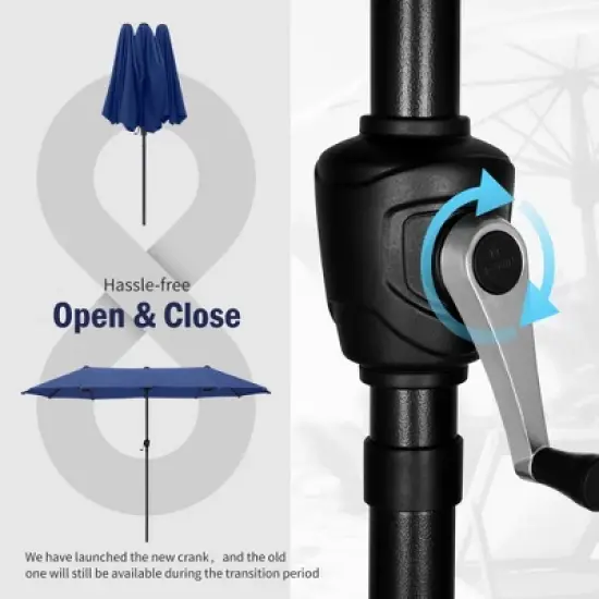 Captiva Designs 8pc Patio Dining Set with Rectangular Steel Table & Black Steel Chairs & Blue Umbrella image {11}