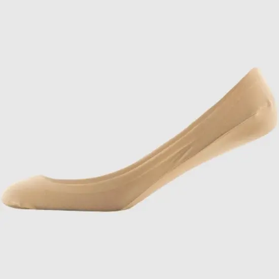 Peds Women's 2pk V Neck Super Low Cut Liner Socks - Black/Nude 5-10: Nylon Spandex Knit, Hidden Gel Heel Grip image {6}