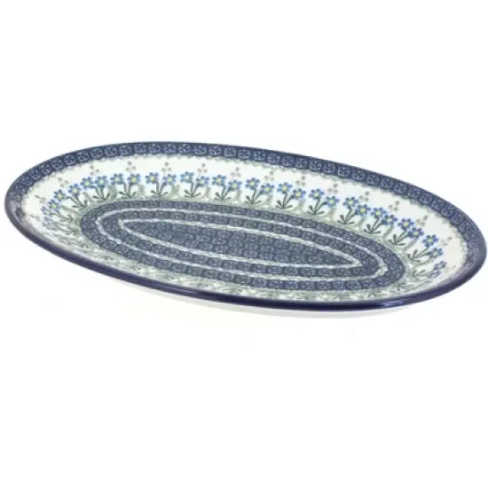 Blue Rose Polish Pottery 205 Ceramika Artystyczna Large Oval Platter image {2}