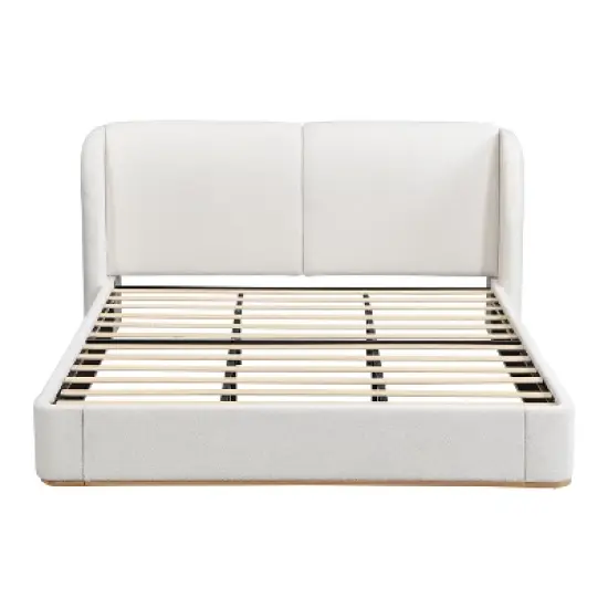 Queen/King Size Platform Bed Frame with Upholstered Headboard - ModernLuxe image {8}