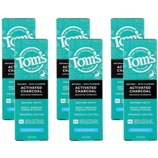 Tom's Of Maine Activated Charcoal Anti-Cavity Toothpaste Peppermint - Case of 6/4 oz image {4}