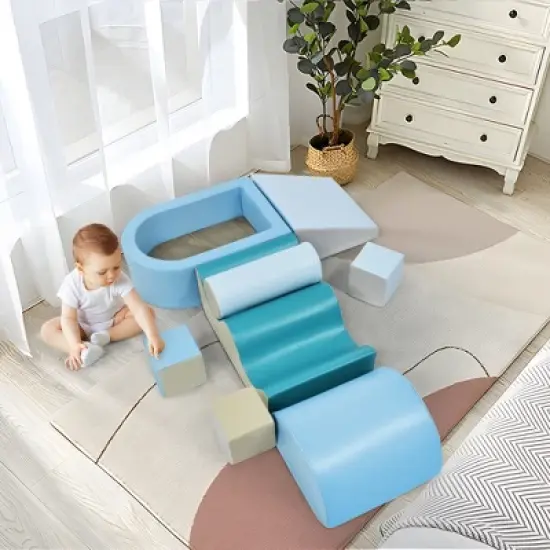 Indoor Climb & Crawl Playset, Soft Foam Block Activity Play Structures, Indoor Climbing Toys Crawling Foam Blocks for Toddlers 1+ image {5}