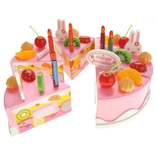 Link Worldwide 75pc Deluxe Birthday Cake Pretend Play Toy Set - Perfect For Girls and Boys - Pink image {2}