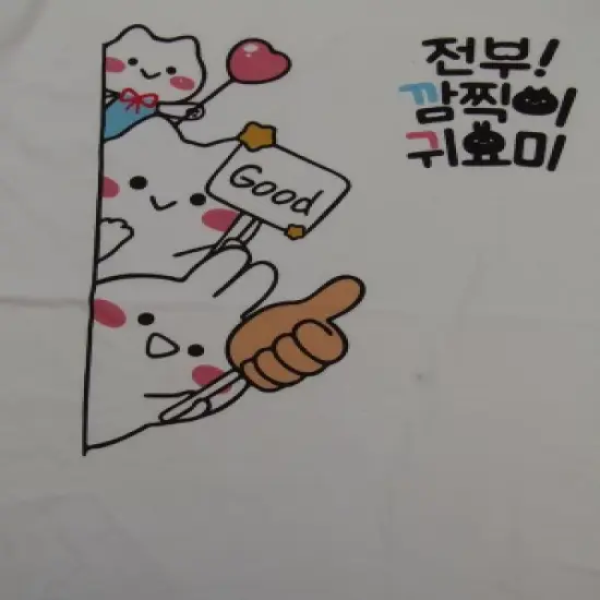 Mimi & Neko Peeping Characters Crew Neck Short Sleeve White Women's T-shirt image {1}