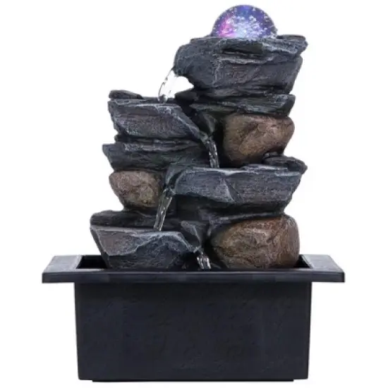 Design Toscano Spinning Orb Calming Tabletop Waterfall Fountain image {1}