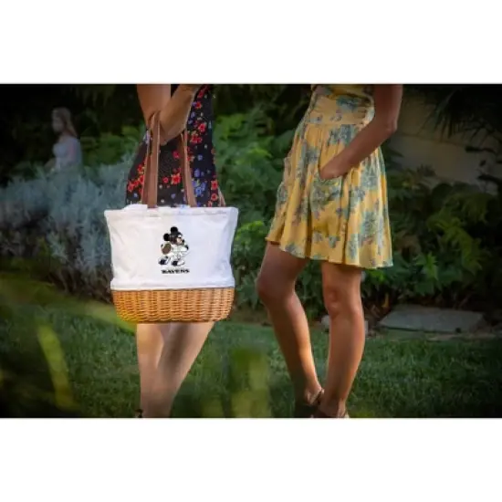 NFL Baltimore Ravens Mickey Mouse Coronado Canvas and Willow Basket Tote - Beige Canvas image {3}
