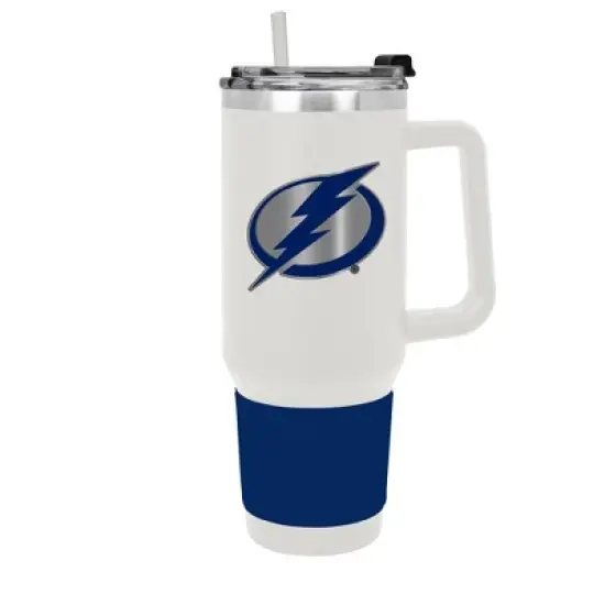 NHL Tampa Bay Lightning White Colossus Travel Mug with Team Color Silicon Gripe - 40oz image {5}