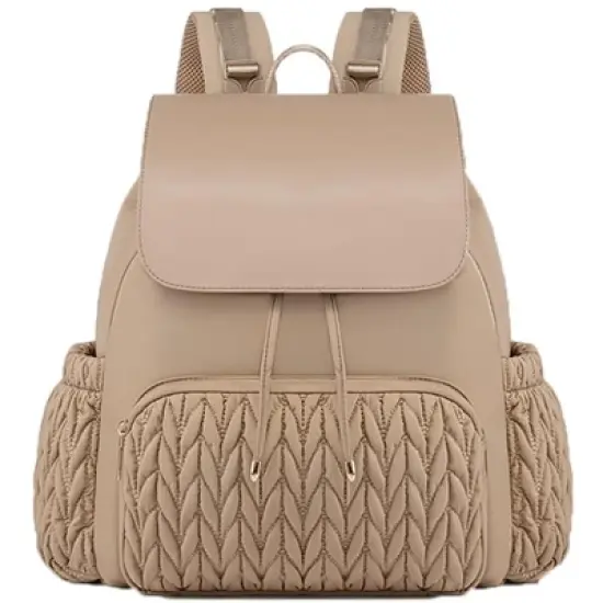 Itopfox Small Baby Diaper Backpack, Water-Resistant Travel Bag for Mom with Changing Pad, Stroller Straps, Lightweight & Stylish - Khaki image {7}