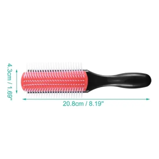 Unique Bargains Styling Detangling Brush Black Red 8.19''x1.69'' image {3}
