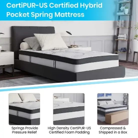 Merrick Lane 10 Inch Hybrid Mattress CertiPUR-US Certified Foam & Pocket Spring Mattress in a Box image {11}