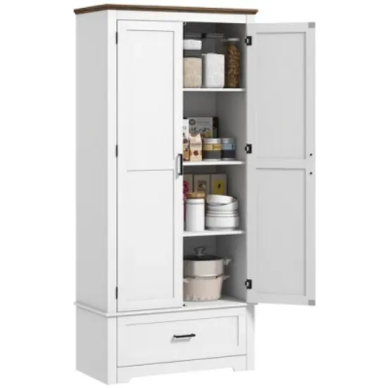 HOMCOM 69" Tall Farmhouse Kitchen Pantry Storage Cabinet with Drawer and Adjustable Shelves image {7}