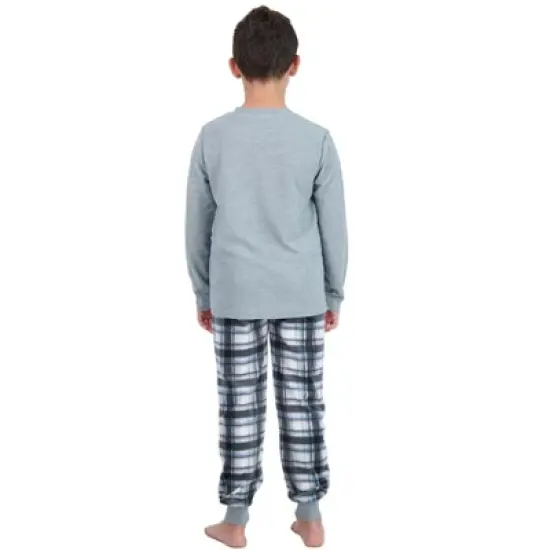 Sleep On It Boys 2-Piece Plaid Pajama Set - Gray image {4}