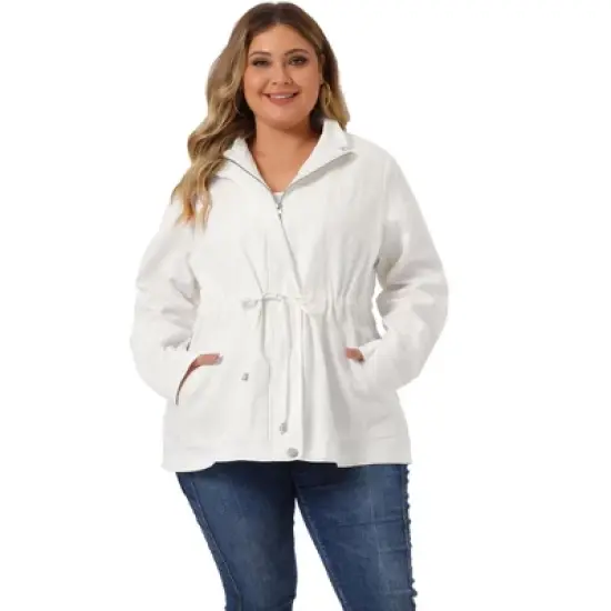 Agnes Orinda Women's Plus Size Winter Zipper Drawstring Waist Long Sleeve Utility with Pockets Fashion Jackets image {13}