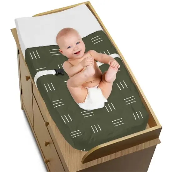 Sweet Jojo Designs Boy or Girl Gender Neutral Unisex Changing Pad Cover Jungle Animals Green and White image {1}