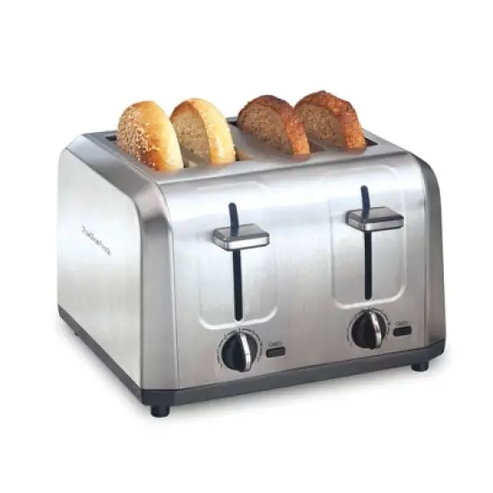 Hamilton Beach 4 Slice Toaster Brushed Stainless Steel - 24714: Automatic Shut-Off, 1500W, Double Toaster, Silver image {11}