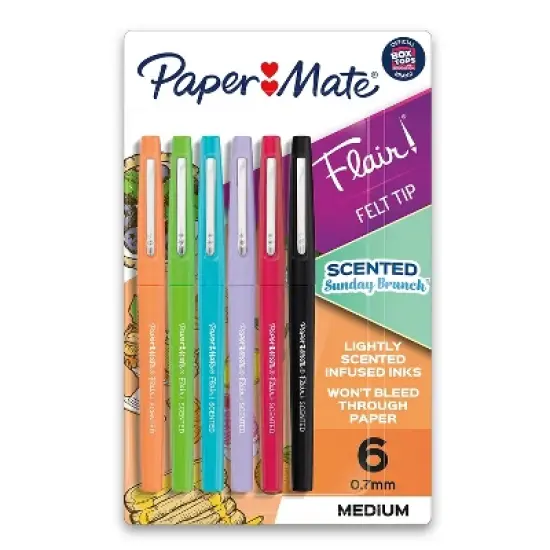 Paper Mate Sunday Brunch Scented Flair Pen Medium Point Assorted Ink 6/Pack (2125407) image {6}