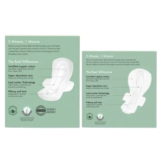 Rael Organic Cotton Cover Regular & Overnight Pads Duopack - Unscented - 28ct image {1}