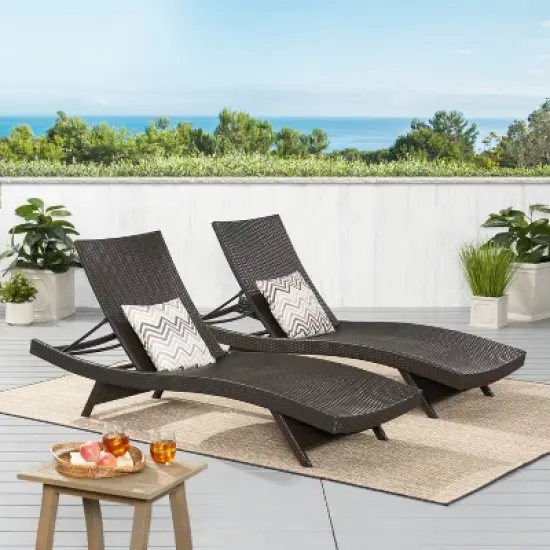 Christopher Knight Home Salem Outdoor Wicker Armless Adjustable Chaise Lounges with Cover (Set of 2) image {12}