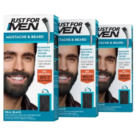 Just For Men Mustache & Beard Coloring for Gray Hair with Brush Included - 3pk image {6}