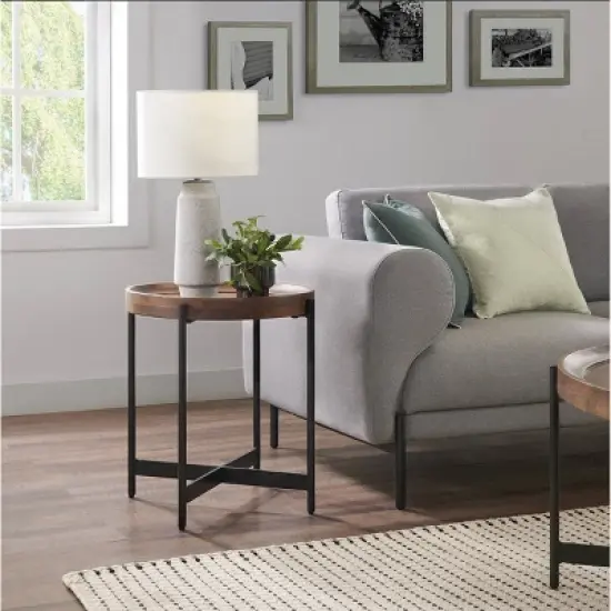 20" Brookline Round End Table Medium Chestnut - Alaterre Furniture image {1}