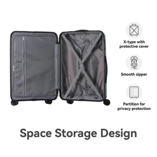 NAYSAYE Luggage PP Hardshell 3 Piece Spinner Set with TSA Lock and Ergonomic Handles for Travel, Dark Green, 20.47"*11.22"*29.33" image {3}