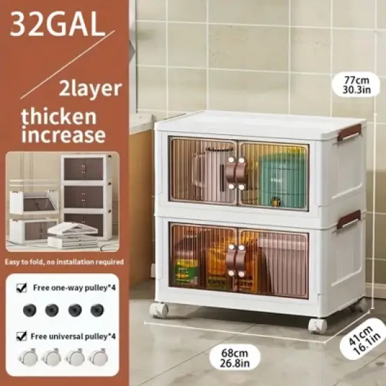 DOMETOUR Two-Layer Foldable Plastic Storage Box, Stackable And Space-Saving, Perfect For Homes, Offices, Closets, And Dorms. image {7}