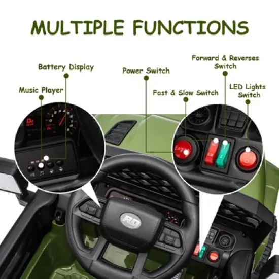 12V Ride On Car for Kids, Electric Vehicle Toddles, Battery Powered Truck Car Toy with RC, LED, Music, 4-Wheel Suspension image {5}