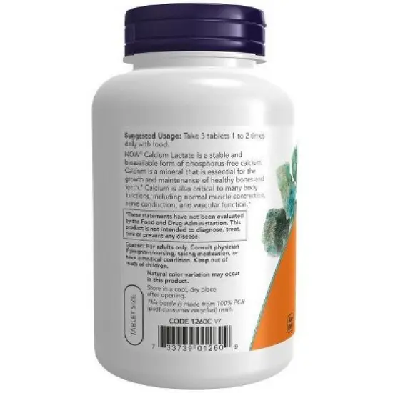 Calcium Lactate by Now Foods  -  250 Tablet image {2}