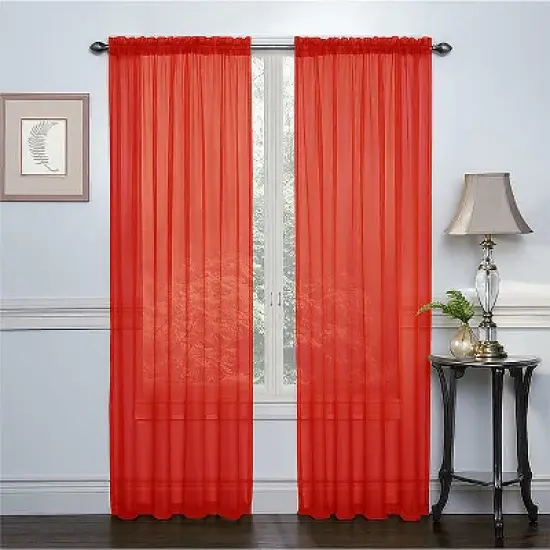 GoodGram 2 Piece Rod Pocket Elegant Sheer Voile Curtain Panels image {13}