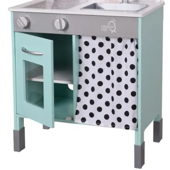 Teamson Kids Little Chef Philly Modern Wooden Kitchen Playset, Aqua/White image {6}