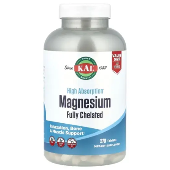 KAL Magnesium, Fully Chelated, High Absorption, 270 Tablets image {4}