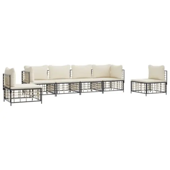 vidaXL Garden Lounge Set Anthracite Poly Rattan Modular image {2}