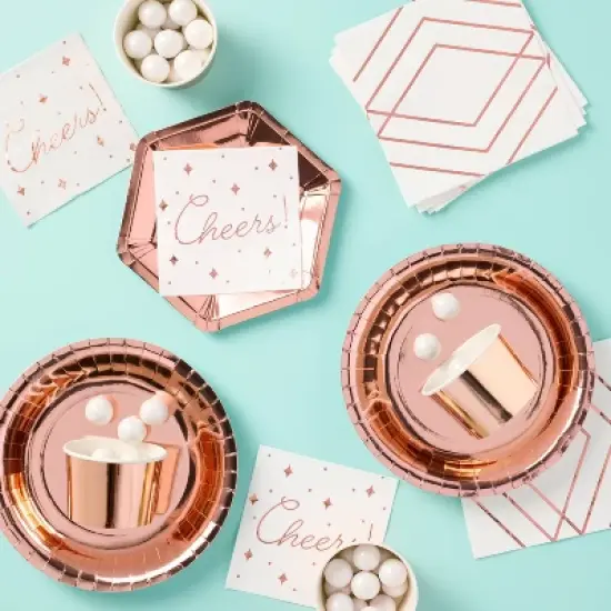 20ct Disposable Foil Board Dinner Plates Rose Gold - Spritz&trade; image {1}