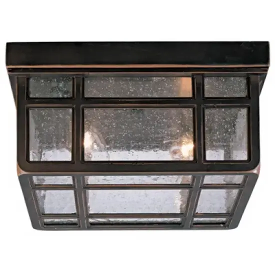 Kathy Ireland Sierra Craftsman Rustic Flush Mount Outdoor Ceiling Light Rubbed Bronze 5 1/2" Frosted Seeded Glass for Post Exterior Barn Deck House image {3}