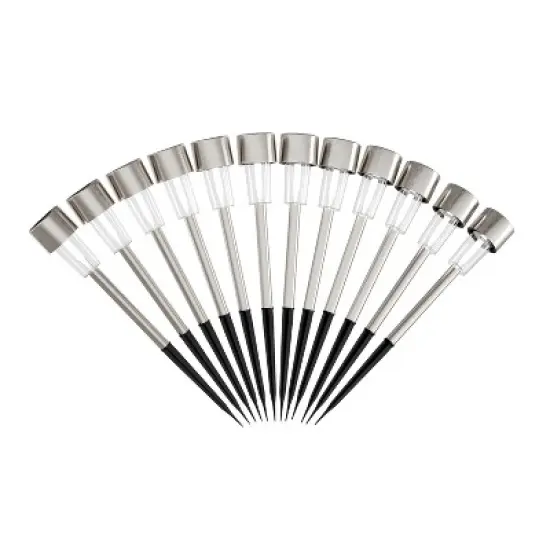 Nature Spring Solar Path Lights With Rechargeable Batteries - 12.2", Set of 12, Silver image {1}