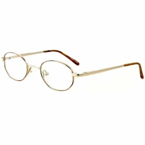 Flex Plus by Vivid FP-67 Designer Blue Light FIlter Reading Glasses in Gold Amber Brown 42mm +1.50 | Ladies | Oval Shape | X-Small Fit image {1}
