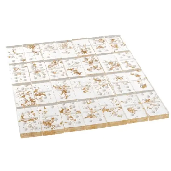 Acrylic Dominos Set - 28-Piece Domino Game with Display Box - Strategy Game, Tabletop Decoration and Modern Home Decor - Gold Foil image {9}