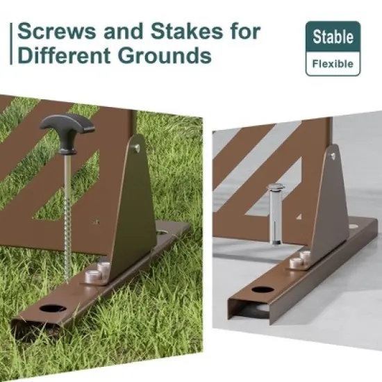 PexFix 72 in. x 47 in. Outdoor Metal Privacy Screen Garden Fence in Geometry Pattern in Brown image {11}