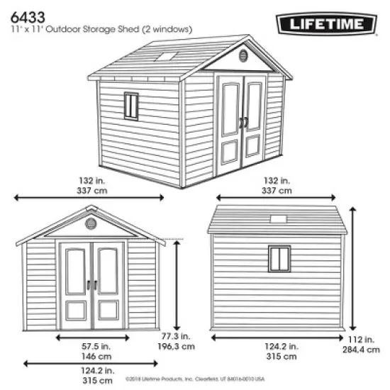 Lifetime 11 ft. x 11 ft. Outdoor Storage Shed, Tan (6433) image {6}