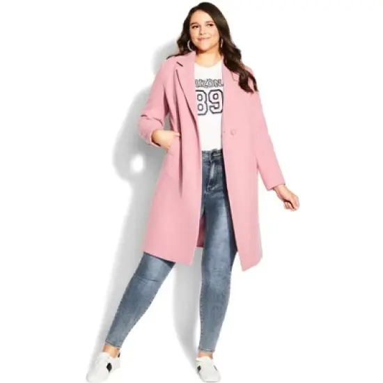 Women's Plus Size Effortless Chic Coat - blush | CITY CHIC image {2}