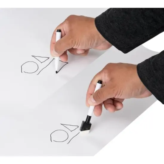 Mind Reader Adhesive Whiteboard Paper, Write On Removable Wall Decal Sticker Sheets, Customizable Size, 2 Dry Erase Markers, 24 in x 10 ft, White image {2}