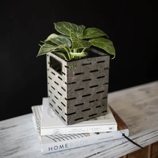 Flower Tin Galvanized Metal Planter - Foreside Home & Garden image {6}