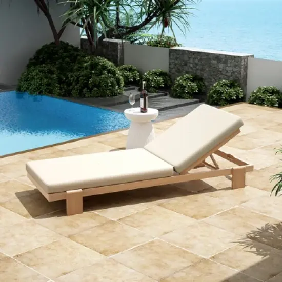 Christopher Knight Home Tobias Patio Adjustable Acacia Wood Chaise Lounge with Water-Resisiant Cushion image {9}