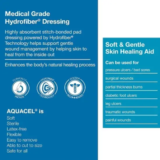 ConvaTec AQUACEL Extra Hydrofiber Dressings for Moderate to Highly Exuding Wounds, Non-Woven Two-Dimensional Strengthening Fibers, Multiple Sizes image {1}