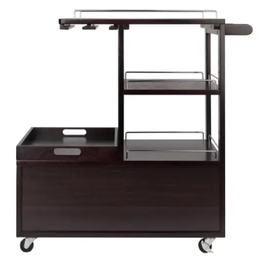 Galen Entertainment Cart with Serving Tray Wood/Espresso - Winsome image {5}