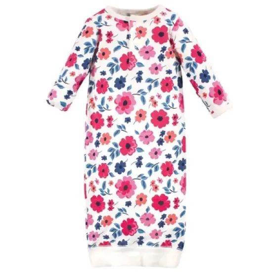 Touched by Nature Baby Girl Organic Cotton Henley Long-Sleeve Gowns 3pk, Garden Floral image {3}